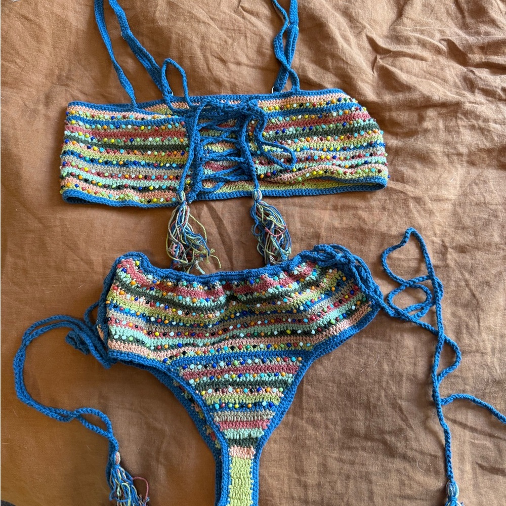 Andi Bagus 100% Cottom Colorful Crochet Bikini Set